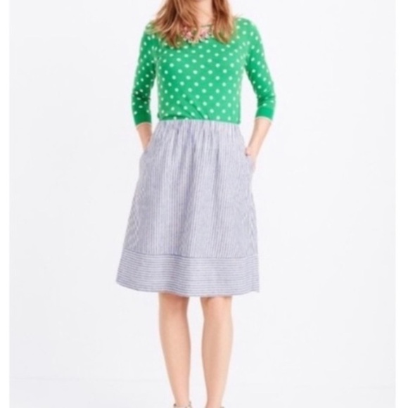 J.Crew Striped cotton-linen midi skirt size 2 - Picture 1 of 7